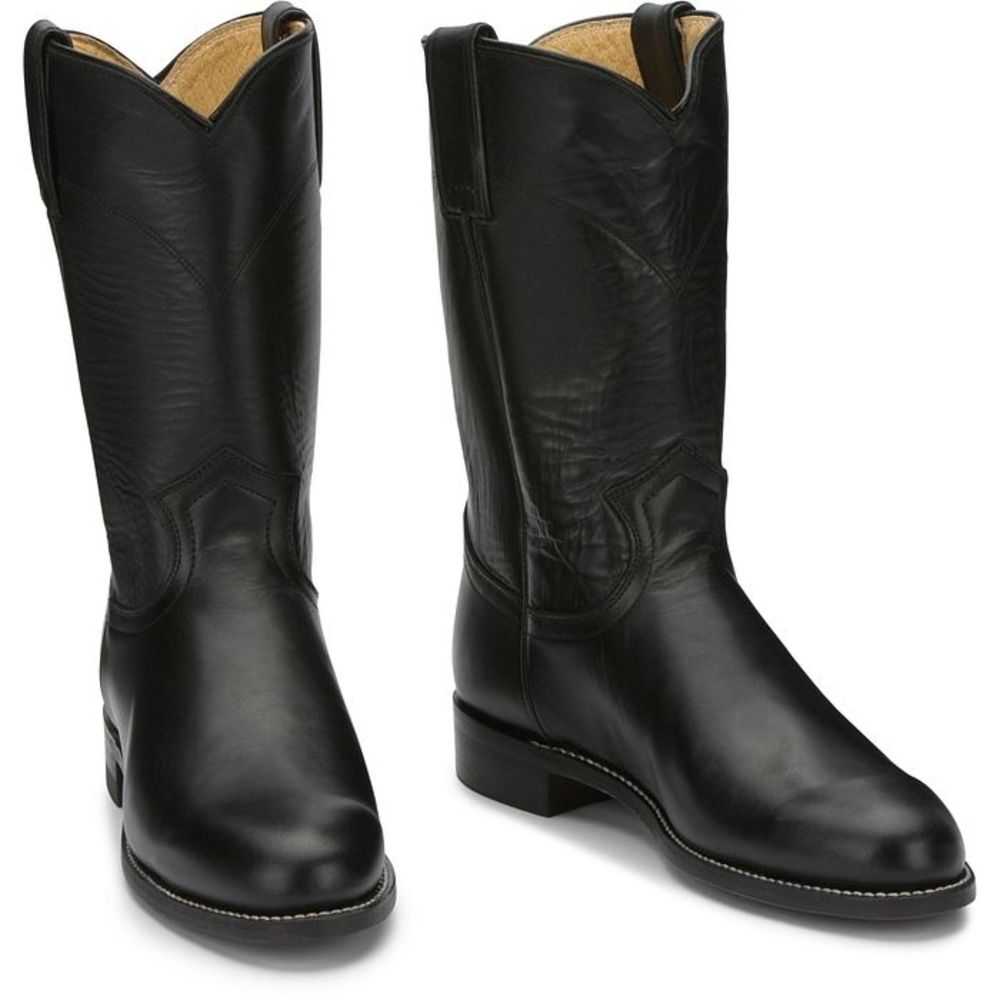 Justin "CORA" 10" Tall Westren Womens Black Leather Roper Boot Size 11D